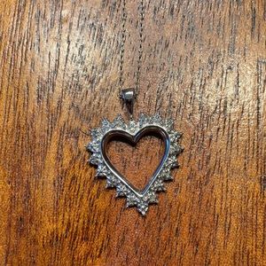 Sterling silver heart necklace with cubic zirconia accents